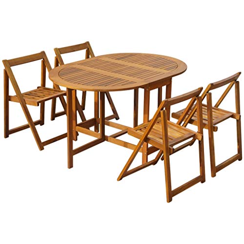 UnfadeMemory Conjunto de Comedor Jardín Plegable 5 Pzas,Muebles de Jardín Terraza Balcón o Patio,Mesa y 4 Sillas,Madera Maciza de Acacia UnfadeMemory Conjunto de Comedor Jardín Plegable 5 Pzas,Muebles de Jardín Terraza Balcón o Patio,Mesa y 4 Sillas,Madera Maciza de Acacia