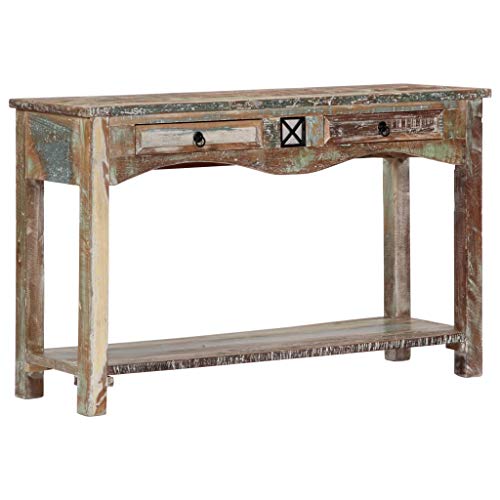 UnfadeMemory Mesa Consola Recibidor de Entrada,Mesa Alta Cocina,Mesa de Entrada,Mueble Auxiliar,Estilo Vintage,con 2 Cajones y 1 Estante,Madera Maciza de Reciclada,120x40x75cm UnfadeMemory Mesa Consola Recibidor de Entrada,Mesa Alta Cocina,Mesa de Entrada,Mueble Auxiliar,Estilo Vintage,con 2 Cajones y 1 Estante,Madera Maciza de Reciclada,120x40x75cm