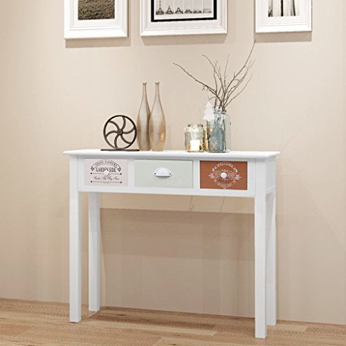 UnfadeMemory Mesa Consola Recibidor de Entrada,Mesa de Entrada,Aparador,Armario de Pasillo,Decoración de Hogar,con 3 Cajones,Estilo Francés,90x30x77cm UnfadeMemory Mesa Consola Recibidor de Entrada,Mesa de Entrada,Aparador,Armario de Pasillo,Decoración de Hogar,con 3 Cajones,Estilo Francés,90x30x77cm