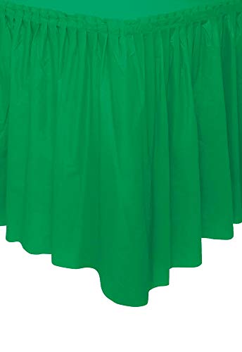 Unique Party- Falda de mesa de plástico, Color verde esmeralda, 420 cm (50060)