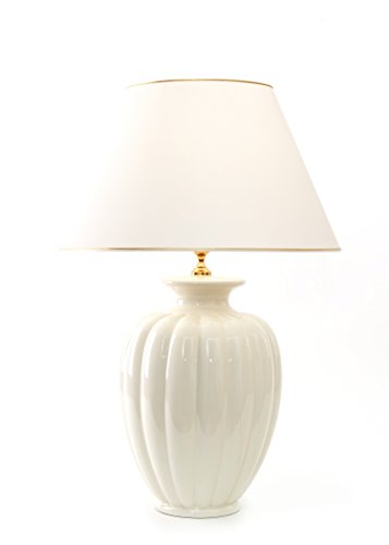 vaniglia cerámica blanca de la lámpara de mesa Palazzo vaniglia | Lámpara de mesa E27 | Hecho a mano en Italia | lámpara exclusiva con 24 quilates cha