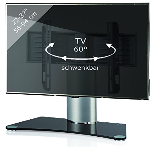 VCM 17080 Windoxa-Soporte de Mesa para TV, Cristal de Color Negro, Aluminio/Vidrio