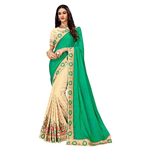 Verde Mar Diseñador Bollywood India Étnica Seda Tradicional Sari Blusa Pieza Sari Ceremonia Cóctel Fiesta Desgaste Mujer Vestido 9252