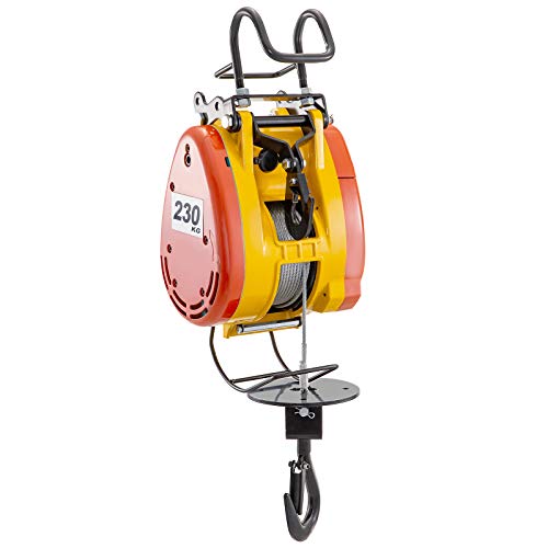 VEVOR Polipasto Eléctrico Cabrestante Eléctrico 230kg con Sistema de Tracción de Cable de 30m, Elevador Eléctrico Capacidad 507 lb/ 230 kg, Montacargas Eléctrico para Garage