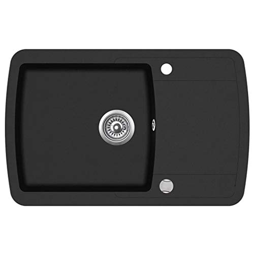 Vidaxl fregadero de cocina con rebosadero granito negro en España