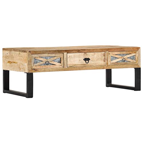 vidaXL Mango Mesa Centro Madera Maciza Acero Galvanizado Industrial Vintage Retro Rústica Rectangular Mesita Auxiliar Baja Sofá Salón Marrón Negro vidaXL Mango Mesa Centro Madera Maciza Acero Galvanizado Industrial Vintage Retro Rústica Rectangular Mesita Auxiliar Baja Sofá Salón Marrón Negro