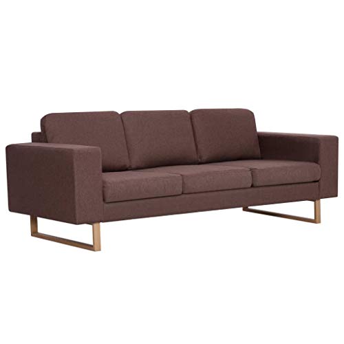 vidaXL Sofá de 3 Plazas Tela Color Marrón Asiento Silla Sillón Taburete Tumbona Banquillo Mueble Mobiliario Adorno Salón Hogar Casa vidaXL Sofá de 3 Plazas Tela Color Marrón Asiento Silla Sillón Taburete Tumbona Banquillo Mueble Mobiliario Adorno Salón Hogar Casa