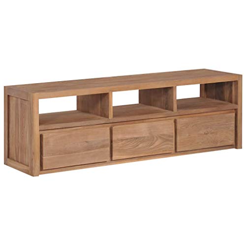 vidaXL Teca Mueble de TV Madera Maciza Acabado Natural 120x30x40cm Mobiliario vidaXL Teca Mueble de TV Madera Maciza Acabado Natural 120x30x40cm Mobiliario