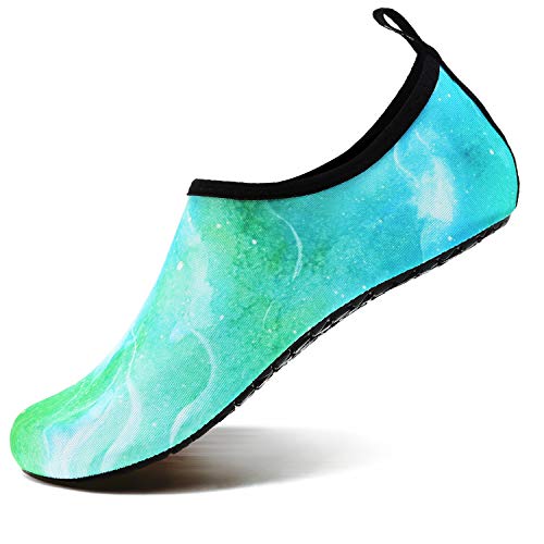 VIFUUR Zapatos de Agua Hombres Mujeres niños Aqua Yoga Descalzos de Secado rápido Slip-en los Calcetines Mármol Verde EU42/43