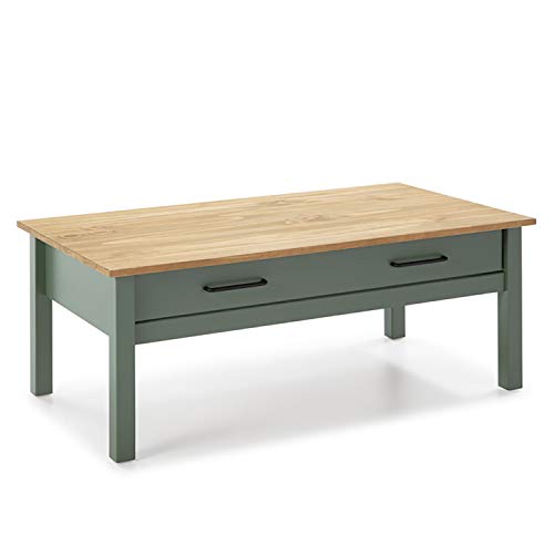 VS Venta-stock Mesa Centro Mora 1 cajón, Color Verde, Madera de Pino Maciza, 100 cm (Largo) 55 cm (Profundo) 40 cm (Alto) VS Venta-stock Mesa Centro Mora 1 cajón, Color Verde, Madera de Pino Maciza, 100 cm (Largo) 55 cm (Profundo) 40 cm (Alto)