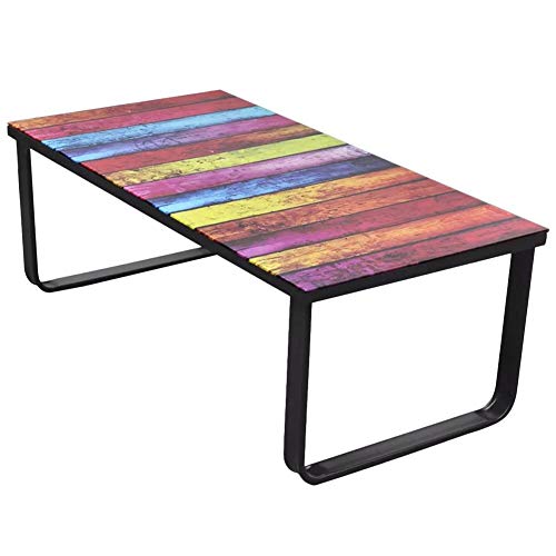 Wakects Mesa de Centro, Mesa Auxiliar de Salón Mesas Bajas Mesa de Café Estilo Industrial Tablero de Mesa de Madera Maciza de Acacia + Patas de Hierro, 60 x 40 cm