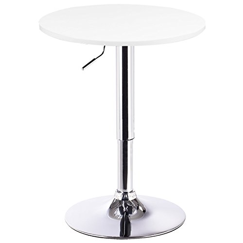 WOLTU Mesa de Bar, Regulable en Altura, 360 Grados Giratorio, Hecho de MDF, Redonda para Cocina, Bar, Blanco Redondo WOLTU Mesa de Bar, Regulable en Altura, 360 Grados Giratorio, Hecho de MDF, Redonda para Cocina, Bar, Blanco Redondo