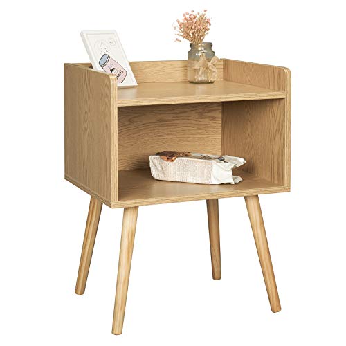 WOLTU Mesitas de Noche Mesillas de Noche con Compartimiento Abierto, Madera Roble Claro 46x38x60cm TSR70hei WOLTU Mesitas de Noche Mesillas de Noche con Compartimiento Abierto, Madera Roble Claro 46x38x60cm TSR70hei