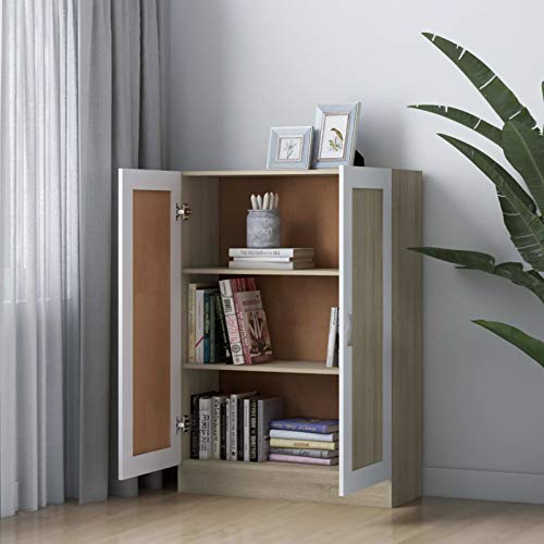 WooDlan Armario Multiusos Bajo| Armario de Almacenaje|Mueble Auxiliar con 3 Compartimentos espaciosos y 2 Puertas para Salón Oficina Dormitorio 82,5x30,5x80 cm Blanco Roble Sonoma WooDlan Armario Multiusos Bajo| Armario de Almacenaje|Mueble Auxiliar con 3 Compartimentos espaciosos y 2 Puertas para Salón Oficina Dormitorio 82,5x30,5x80 cm Blanco Roble Sonoma