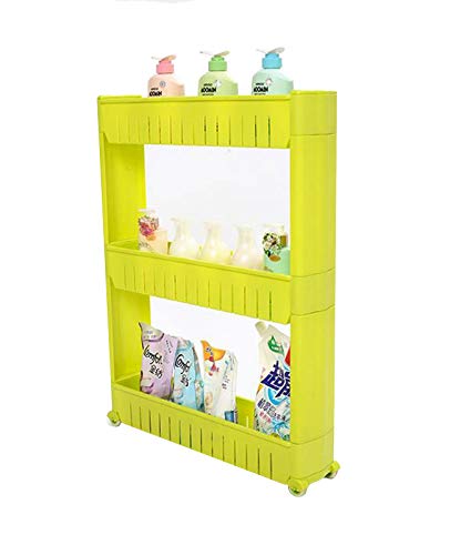 WY&WY Slim Slide Space Saver Almacenamiento Cocina Trolley Baño Utility 3 Estantes y 4 Ruedas, Organizador Multiusos Móvil Modern Moders Tower Trolley con Ruedas (Slim, 3Tier) (Color : Fresh Green) WY&WY Slim Slide Space Saver Almacenamiento Cocina Trolley Baño Utility 3 Estantes y 4 Ruedas, Organizador Multiusos Móvil Modern Moders Tower Trolley con Ruedas (Slim, 3Tier) (Color : Fresh Green)