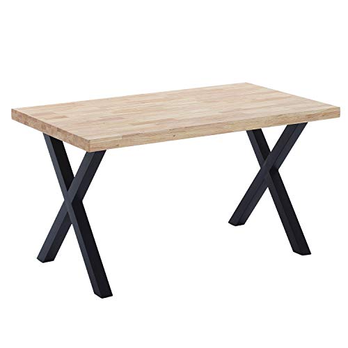 X-Loft, Mesa de Comedor, Mesa de Salon, Acabado en Roble Salvaje y Patas Metalicas Negro, Medidas: 140 cm (Largo) x 80 cm (Ancho) x 76 cm (Alto) X-Loft, Mesa de Comedor, Mesa de Salon, Acabado en Roble Salvaje y Patas Metalicas Negro, Medidas: 140 cm (Largo) x 80 cm (Ancho) x 76 cm (Alto)