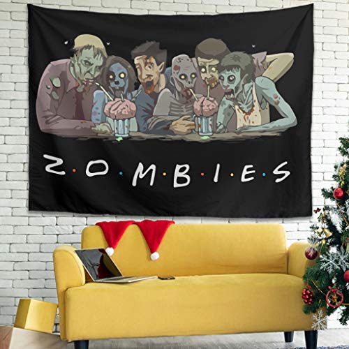 XJJ88 Tapiz Zombie Friends Boho Tapices de pared – Manta de playa de películas de terror para habitación blanca 149 x 149 cm