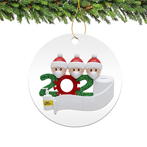 XUXN 2020 Adornos navideños, Linda máscara de Papá Noel con Regalo, Adorno de cerámica Hecho a Mano, máscaras de Papá Noel con decoración de árboles de Navidad, Regalos navideños