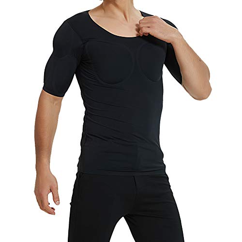Ypnrd Camiseta de tirantes para hombre, diseño realista con músculos en el pecho, color negro, talla L