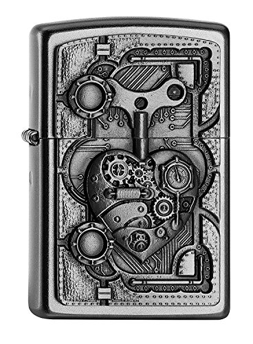 Zippo 2.005.032 Mechero de Steam Punk con forma de corazón de la colección Spring 2016, funda de almohada de satén de acabado Zippo 2.005.032 Mechero de Steam Punk con forma de corazón de la colección Spring 2016, funda de almohada de satén de acabado