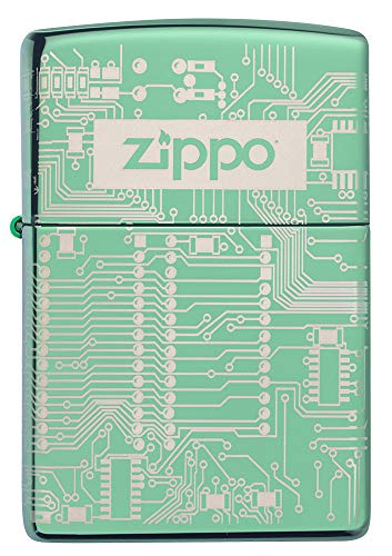 Zippo Mechero de Gasolina Recargable con diseño de Circuito, en Caja de Regalo, 60005275, Color Verde