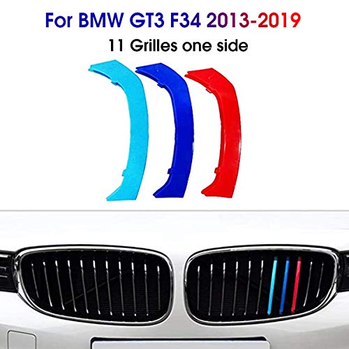 3D Coche Rejillas Frontales Para BMW GT3 F34 2013-2019 （11 Rejillas） Parrilla Delantera Trim M-Colore Cubierta Pegatinas Decoración 3 Piezas