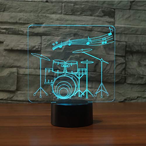 3D Led Creative Drum Set Night Light 7 Interruptor De Cambio De Color Escritorio Lámpara De Mesa Instrumentos Musicales Atmósfera Lámpara Luces Nocturnas