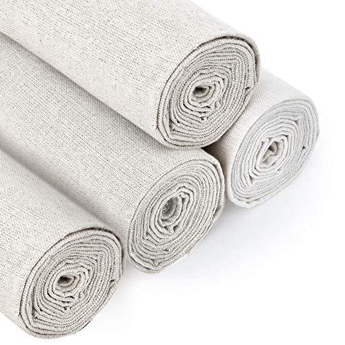 4 piezas de tela de lino natural para confección, de 50 cm, para trabajos de costura, tapizar, manteles o decoración de macetas, color blanco