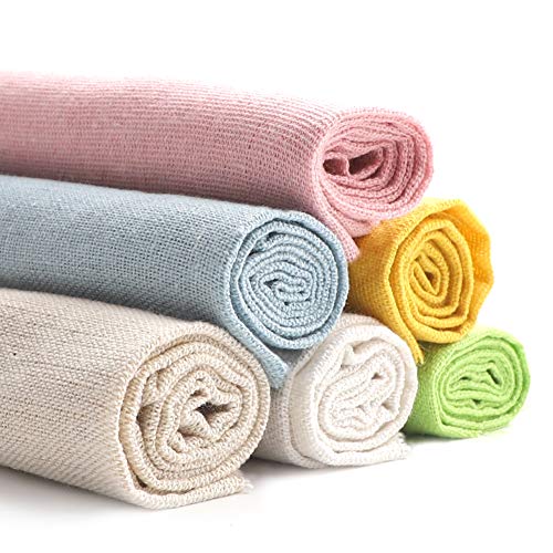 6 piezas de tela de lino natural para confección, tela de lino de 50 cm para tapicería, manteles o decoración de macetas, 6 colores