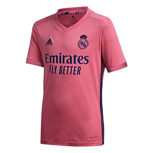 Adidas Real Madrid Temporada 2020/21 Camiseta Segunda Equipación Oficial, Niño, Rosa, 13/14 años