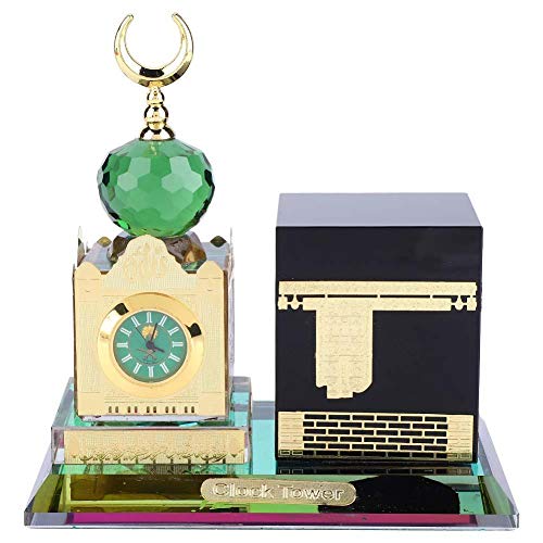 Adorno de Cristal musulmán, Modelo de Torre de Reloj de Kaaba Dorada con Cristal para la Mesa de la Oficina en casa, decoración de vehículos, Recuerdos, Regalo Adorno de Cristal musulmán, Modelo de Torre de Reloj de Kaaba Dorada con Cristal para la Mesa de la Oficina en casa, decoración de vehículos, Recuerdos, Regalo