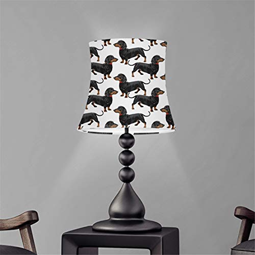 Agroupdream Bonita pantalla para mesita de noche para interior, lámpara de mesa, pantalla de lectura, pantalla de protección, cubierta para perro salchicha, color blanco y negro