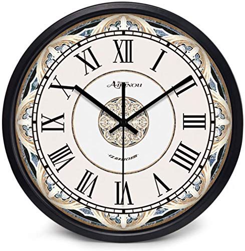 AIOJY Reloj Romano Europea Cuarzo De La Vendimia De Estar Oficina De Habitaciones/Reloj del Regalo para Los Niños,Negro,12"