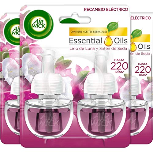 Air Wick Eléctrico - Recambios de ambientador automático eléctrico, esencia para casa con aroma a Lirio de Luna y Satén de Seda - pack de 6 Air Wick Eléctrico - Recambios de ambientador automático eléctrico, esencia para casa con aroma a Lirio de Luna y Satén de Seda - pack de 6
