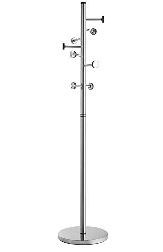 Alco Perchero de pie de Acero Inoxidable con 8 Ganchos, Aprox. 41 x 182 cm, Plata