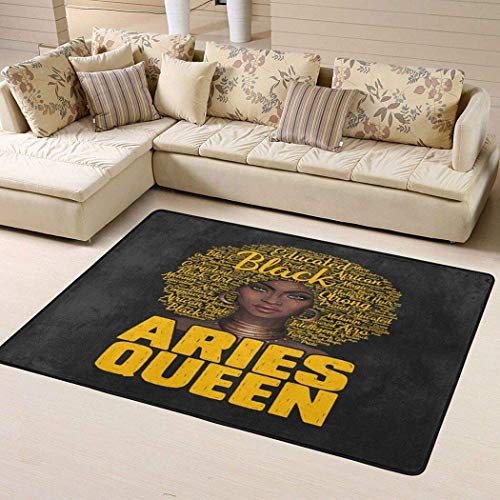 Alfombra lavable negra Queens nacieron en abril para mujer, color negro, para salón, dormitorio, oficina, alfombra de 183 x 122 cm