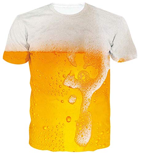 ALISISTER Camisetas Personalizadas Hombres Mujeres Novedad 3D Cerveza Imprimir Manga Corta Verano Hawaiana Playa Fiesta T-Shirt L