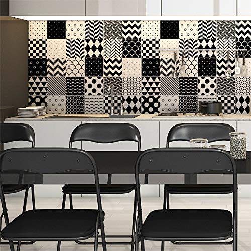 Ambiance-Live col-tiles-ROS-B004_15x15cm Pegatinas de Pared, Multicolor, 15 x 15 cm, Set de 30 Piezas