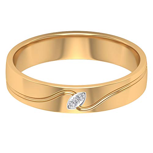 Anillo de compromiso con hoja de diamante certificado SGL, anillo de eternidad para él, anillo único de diamante unisex, anillo mixto de metal, 14K Oro amarillo, Size:EU 66