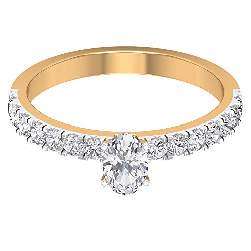 Anillo de metal mixto de diamante certificado SGL de 0,92 ct, único para mujer, anillo de compromiso solitario de diamante, anillo de compromiso clásico de dama de honor, 14K Oro amarillo, Size:EU 47