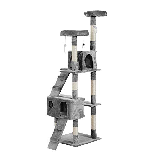 Arbol Rascador Gatos 50x50x170cm Dormir Jugar Centro Actividades Arañar Gris NUE (Gris) Arbol Rascador Gatos 50x50x170cm Dormir Jugar Centro Actividades Arañar Gris NUE (Gris)
