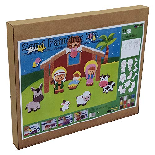 Arenart | Pack 11 Figuras Belén Navidad 45x35cm| para Pintar con Arenas de Colores | Manualidades para Niños | Dibujo Infantil | +6 años