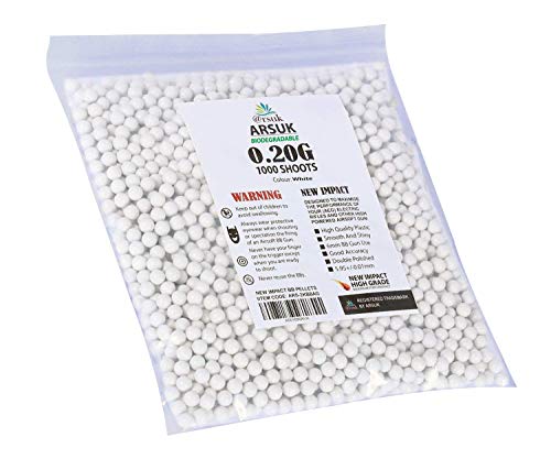 ARSUK BB Pellets Air Rifle Pistola Airgun Pellets Bolas de alto grado Paintball Biodegradable Francotirador Pesado Tracer 6mm (0,20g 1000 Pellets-blanco-bio) ARSUK BB Pellets Air Rifle Pistola Airgun Pellets Bolas de alto grado Paintball Biodegradable Francotirador Pesado Tracer 6mm (0,20g 1000 Pellets-blanco-bio)