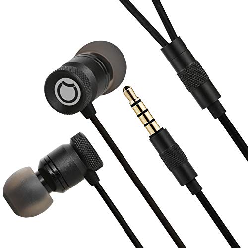 Auriculares In-Ear Estéreo Bajo Potente Manos Libre, Headphone con Cable Cancelación de Ruido Clase HiFi GGMM (Negro)
