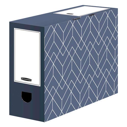 Bankers Box Juego de 5 cajas archivadoras A4 Décor para oficina y hogar, 100 mm de ancho, 100% cartón ondulado reciclado, color azul pizarra