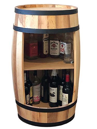 Barril de madera, armario para vino, 81 cm, botellero en forma de barril, armario para bebidas