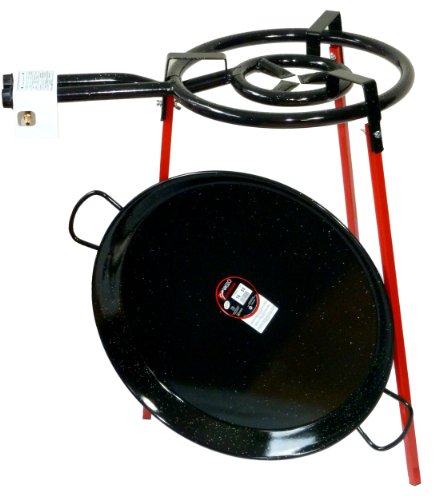 Batería de cocina Paella - 400 mm doble quemador con 60 cm esmaltados paellera