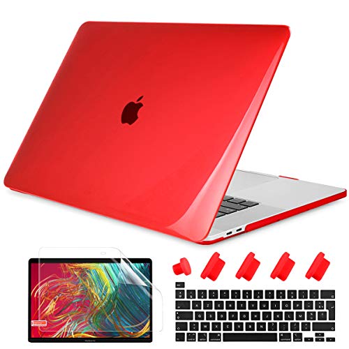 Batianda - Carcasa para MacBook Pro de 13 pulgadas 2020, modelo M1 A2338 A2289 A2251 con Touch Bar de plástico rígido + funda protectora de teclado + protector de pantalla, cristal rojo