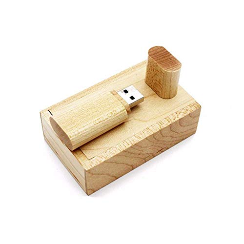 Beken Unidad flash USB de madera con caja de madera U disco de memoria Pen Drive (128 GB, USB2.0)