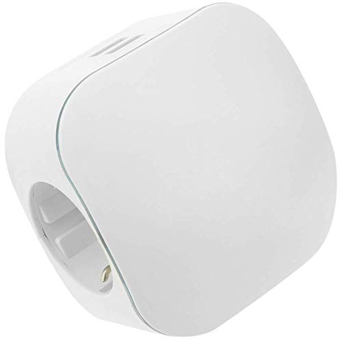 BeMatik - Multiplicador de clavija enchufe schuko triple de color blanco con cargador USB 5VDC